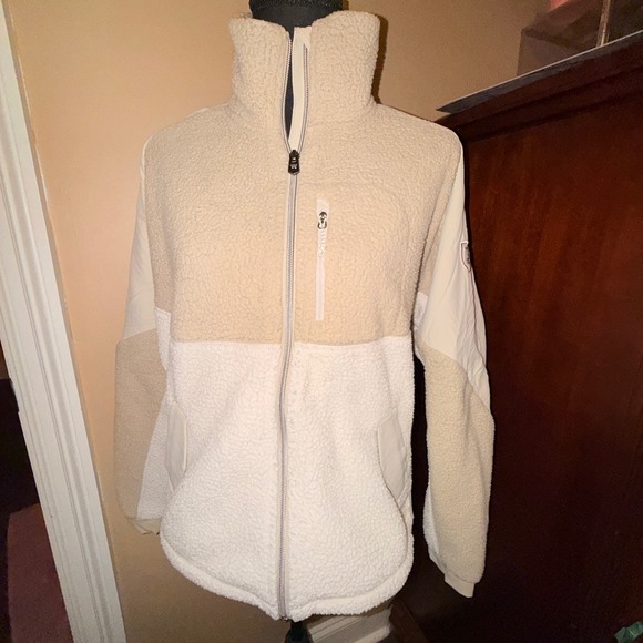 Kuhl Jackets & Blazers - KUHL Sherpa Fleece Jacket Womens Medium Tan Cream Excellent Full Zip Colorblock